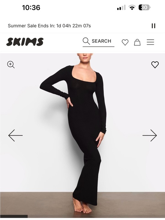 SKIMS Dresses & Skirts - SKIMS Black Long-Sleeve Square Neck Maxi Dress